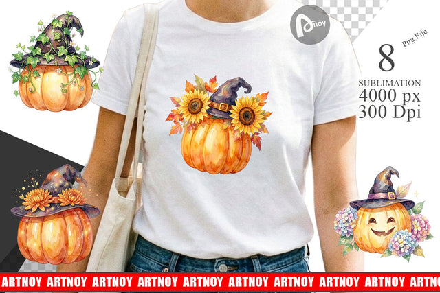 Sublimation Watercolor Enchanted Floral Witch Hat Sublimation artnoy 