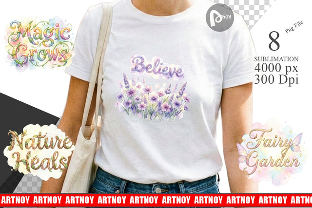 Sublimation Watercolor Enchanted Magic Flower Quote Sublimation artnoy 