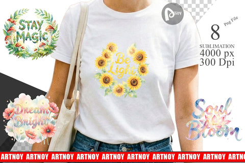Sublimation Watercolor Enchanted Magic Flower Quote Sublimation artnoy 