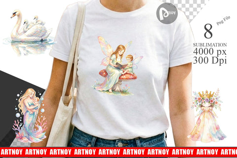 Sublimation Watercolor Fantasy Mom And Baby Creatures Sublimation artnoy 