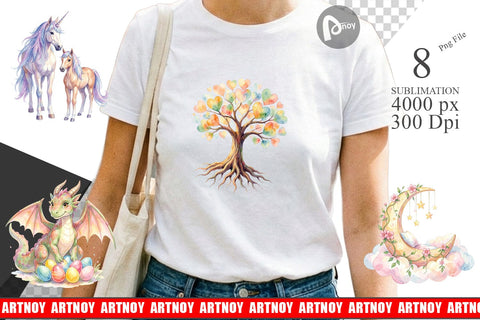Sublimation Watercolor Fantasy Mom And Baby Creatures Sublimation artnoy 