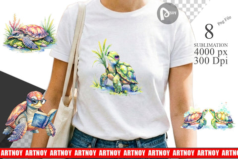 Sublimation Watercolor Floral Boho Sea Turtle Sublimation artnoy 