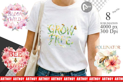 Sublimation Watercolor Floral Meadow Bee Quotes Sublimation artnoy 