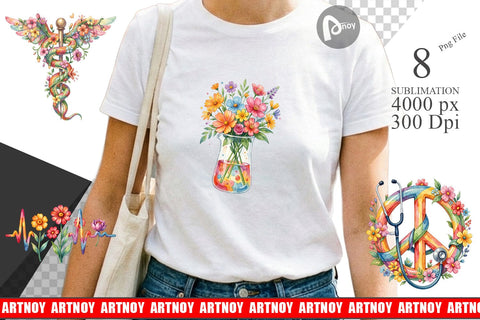 Sublimation Watercolor Floral Retro Medical Anatomy Sublimation artnoy 