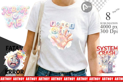 Sublimation Watercolor Funny 90s Tech Quotes Sublimation artnoy 
