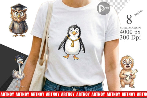 Sublimation Watercolor Funny Animal Graduation Sublimation artnoy 