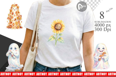 Sublimation Watercolor Funny Botanical Nature Ghost Sublimation artnoy 