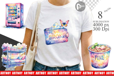 Sublimation Watercolor Funny Broke Traveler Quotes Sublimation artnoy 