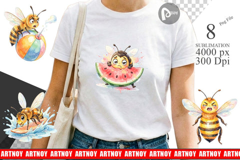 Sublimation Watercolor Funny Clumsy Bee Summer Fail Sublimation artnoy 
