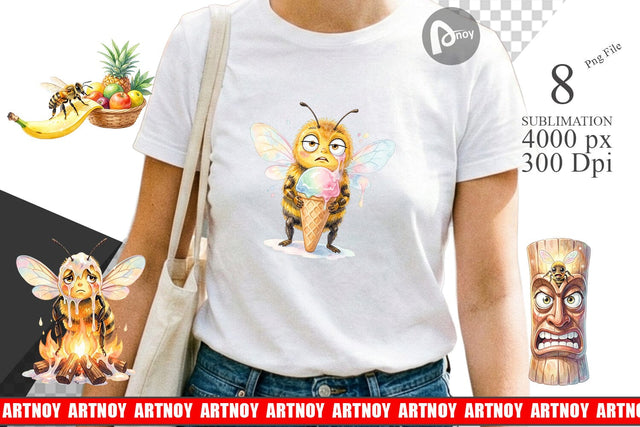 Sublimation Watercolor Funny Clumsy Bee Summer Fail Sublimation artnoy 