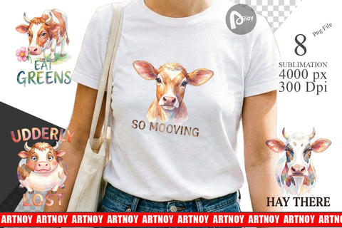Sublimation Watercolor Funny Derpy Cow Quotes Sublimation artnoy 