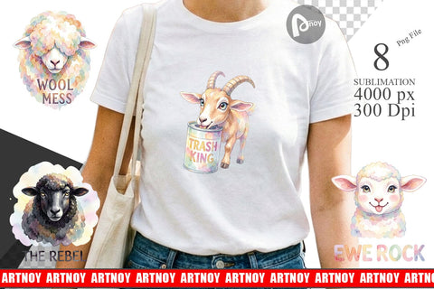 Sublimation Watercolor Funny Goofy Goat & Sheep Quotes Sublimation artnoy 