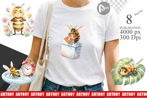 Sublimation Watercolor Funny Lazy Island Life Bee Sublimation artnoy 