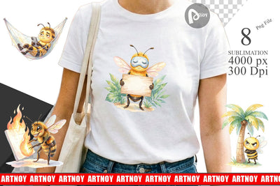 Sublimation Watercolor Funny Lazy Island Life Bee Sublimation artnoy 