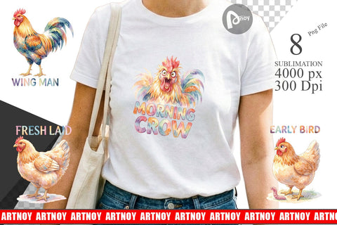Sublimation Watercolor Funny Quirky Chicken Quotes Sublimation artnoy 