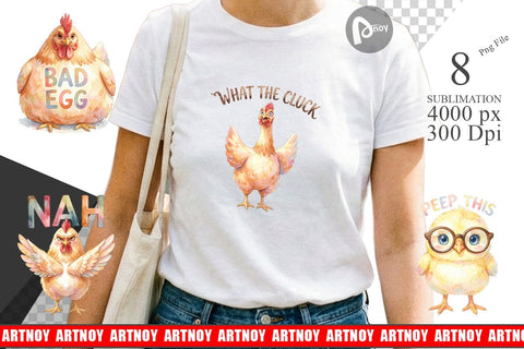 Sublimation Watercolor Funny Quirky Chicken Quotes Sublimation artnoy 