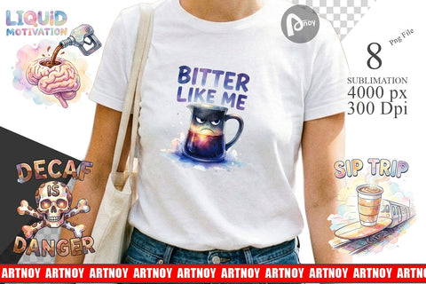 Sublimation Watercolor Funny Sarcastic Coffee Art Sublimation artnoy 