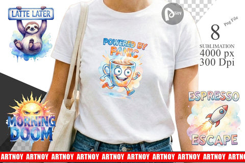 Sublimation Watercolor Funny Sarcastic Coffee Art Sublimation artnoy 