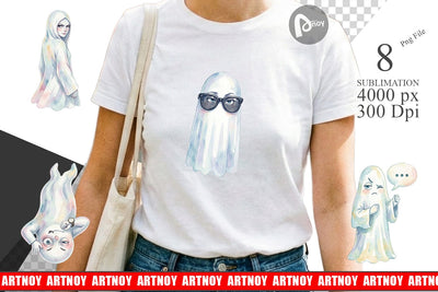 Sublimation Watercolor Funny Sarcastic Mood Ghost Sublimation artnoy 