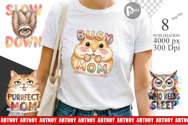 Sublimation Watercolor Funny Ugly Cute Animal Mom Quotes Sublimation artnoy 