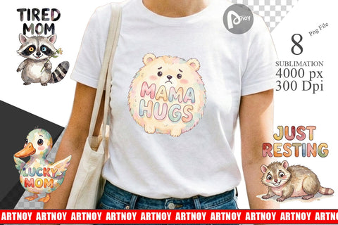 Sublimation Watercolor Funny Ugly Cute Animal Mom Quotes Sublimation artnoy 