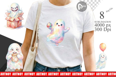 Sublimation Watercolor Funny Ugly Cute Party Ghost Sublimation artnoy 