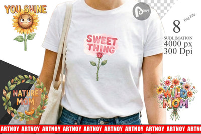 Sublimation Watercolor Funny Wonky Floral Mom Art Quotes Sublimation artnoy 