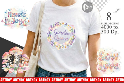 Sublimation Watercolor Grandma Garden Love Quotes Sublimation artnoy 