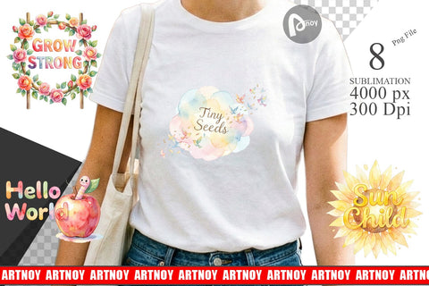 Sublimation Watercolor Grandma Little Sprout Quote Sublimation artnoy 
