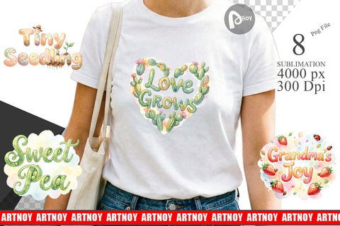 Sublimation Watercolor Grandma Little Sprout Quote Sublimation artnoy 