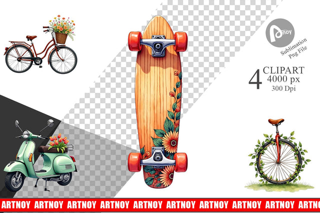 Sublimation Watercolor Groovy Bloom Riders 70s Floral Transport Sublimation artnoy 