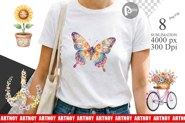 Sublimation Watercolor Groovy Retro Floral Garden Sublimation artnoy 