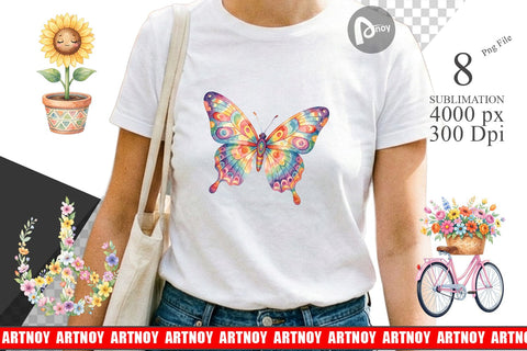 Sublimation Watercolor Groovy Retro Floral Garden Sublimation artnoy 