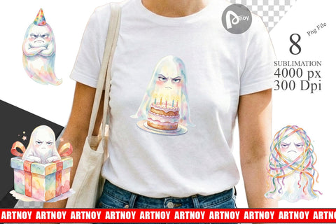 Sublimation Watercolor Grumpy Anti Social Ghost Sublimation artnoy 