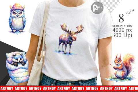 Sublimation Watercolor Grumpy Camping Animals Sublimation artnoy 