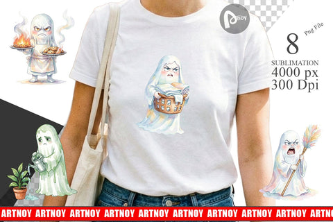 Sublimation Watercolor Grumpy Ghost Home Disasters Sublimation artnoy 