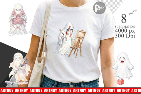 Sublimation Watercolor Grumpy Ghost Home Disasters Sublimation artnoy 