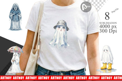 Sublimation Watercolor Grumpy Rainy Day Ghost Art Sublimation artnoy 