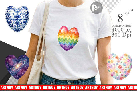 Sublimation Watercolor Heart Shaped Easter Egg Art Sublimation artnoy 