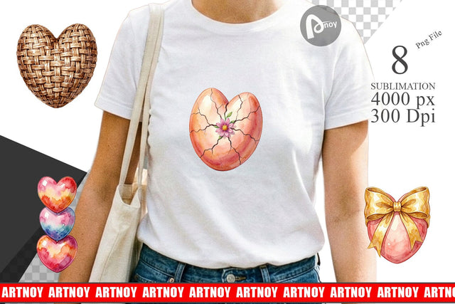 Sublimation Watercolor Heart Shaped Easter Egg Art Sublimation artnoy 