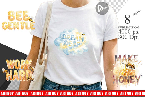 Sublimation Watercolor Honeycomb Bee Motivation Quotes Sublimation artnoy 