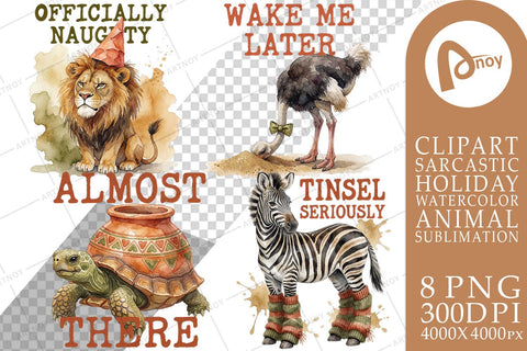 Sublimation Watercolor Humorous Desert Holiday Toon Animals Sublimation artnoy 