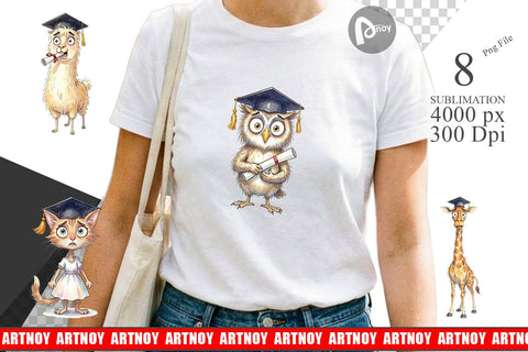 Sublimation Watercolor Messy Animal Graduation Sublimation artnoy 