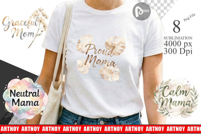 Sublimation Watercolor Neutral Boho Botanical Mama Quotes Sublimation artnoy 