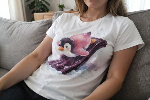 Sublimation Watercolor Playful Gummy Penguin Ice Skating Sublimation artnoy 