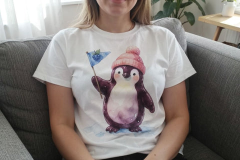 Sublimation Watercolor Playful Gummy Penguin Ice Skating Sublimation artnoy 