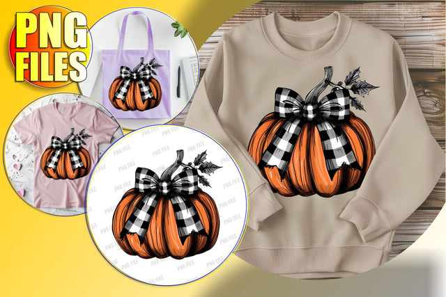 Sublimation Watercolor Pumpkin with Bow Fall PNG Sublimation afrosvg 