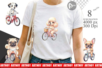 Sublimation Watercolor Puppy Eye Dogs on Bicycle Sublimation artnoy 