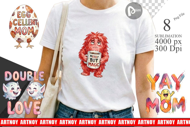 Sublimation Watercolor Quirky Ugly Cute Momster Art Quotes Sublimation artnoy 