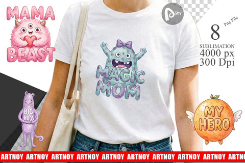 Sublimation Watercolor Quirky Ugly Cute Momster Art Quotes Sublimation artnoy 